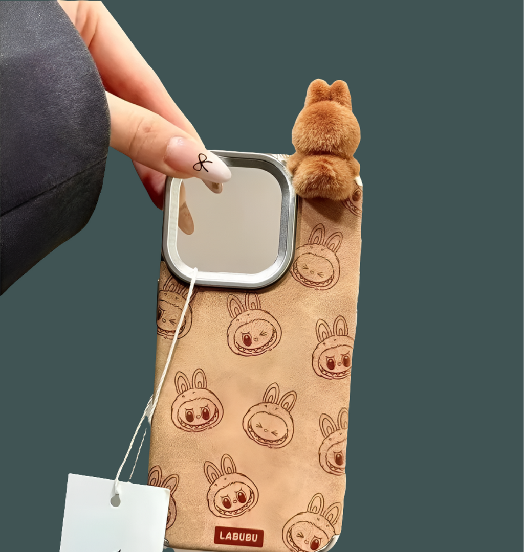 Coque smartphone kawaii Labubu marron 
