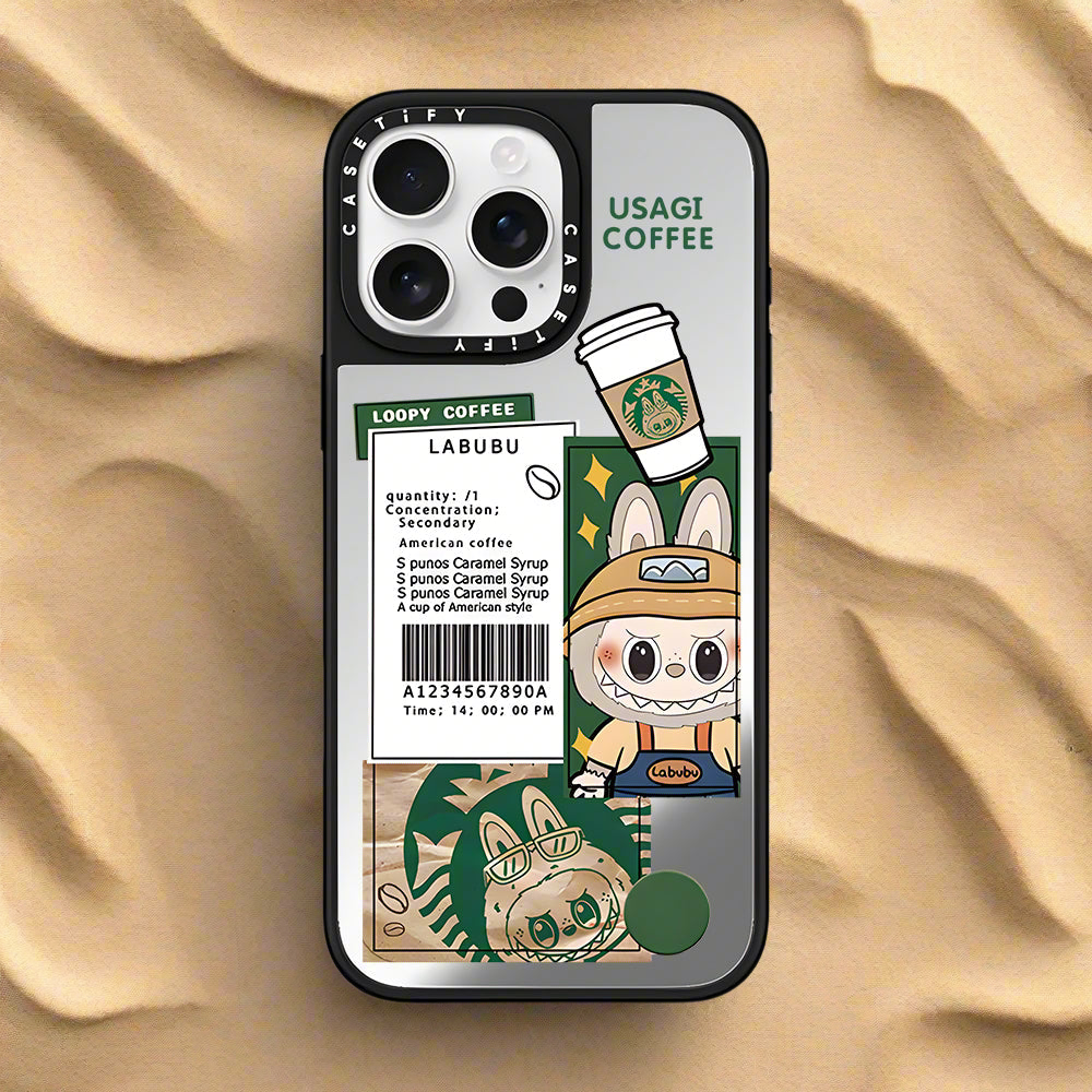 Coque iphone kawaii Labubu et Starbucks 