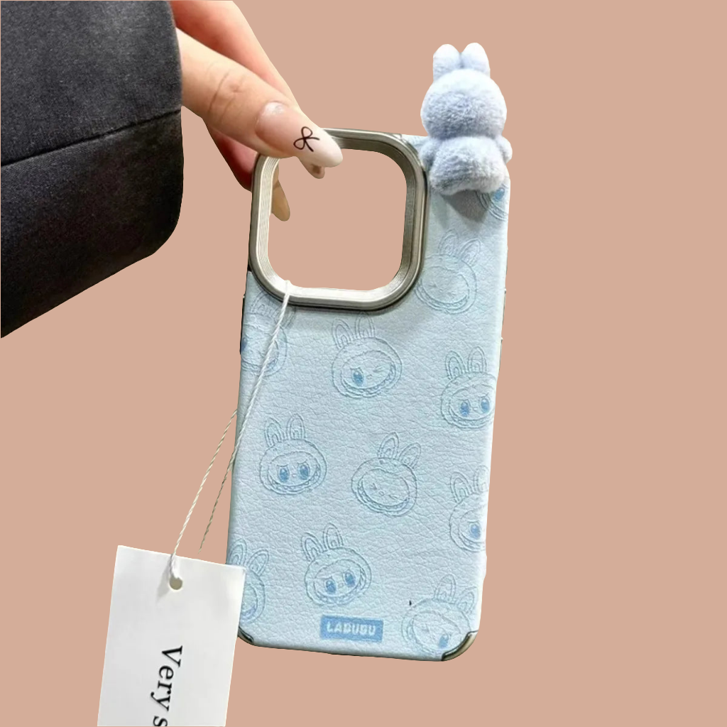 Coque smartphone kawaii Labubu bleu pastel 