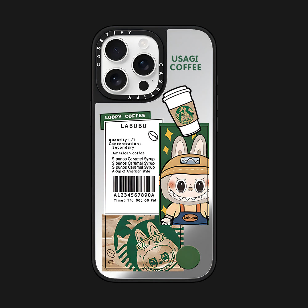 Coque iphone kawaii Labubu et Starbucks 